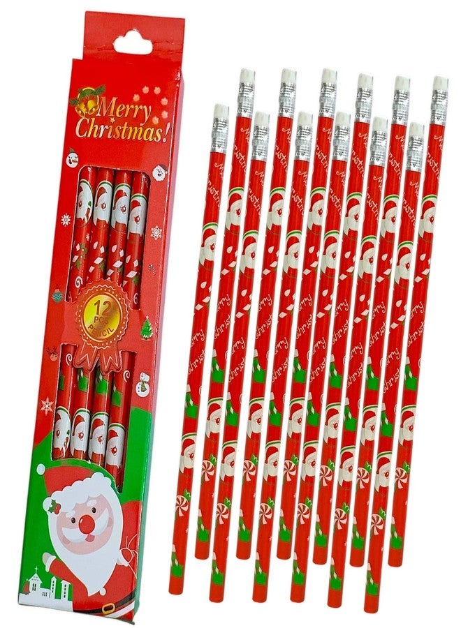 AMYCAUR Christmas Pencils, Pencils with Eraser for Kids, Cartoon Pencils Set with Eraser, Pencils for Kids, Christmas Return Gift for Kids, Thick Strong Grip Pencils for Kids (Pack of 5) - Image 2
